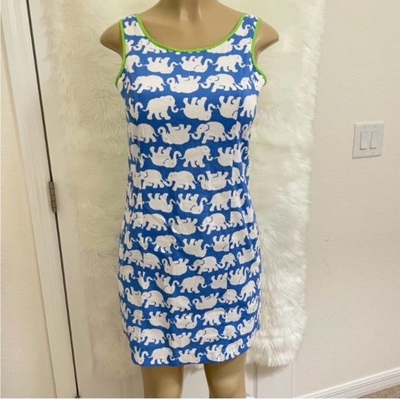 Lilly Pulitzer Bay Blue, TUSK IN THE SUN, Patterned Elephant Dress Size 2 - Picture 4 of 12